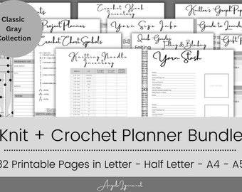 The Knit and Crochet Planner Bundle - 33 Printable Pages/Planner Inserts - Instant Download PDF - 4 sizes - Letter, Half Letter, A4, A5