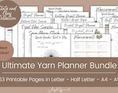 Ultimate Yarn Lover's Planner Bundle - 63 Printable Pages/Planner Inserts -Instant Download PDF-4 sizes - Letter, Half Letter, A4, A5 -Slate