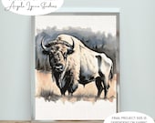 Cross Stitch Pattern - White Buffalo Watercolor