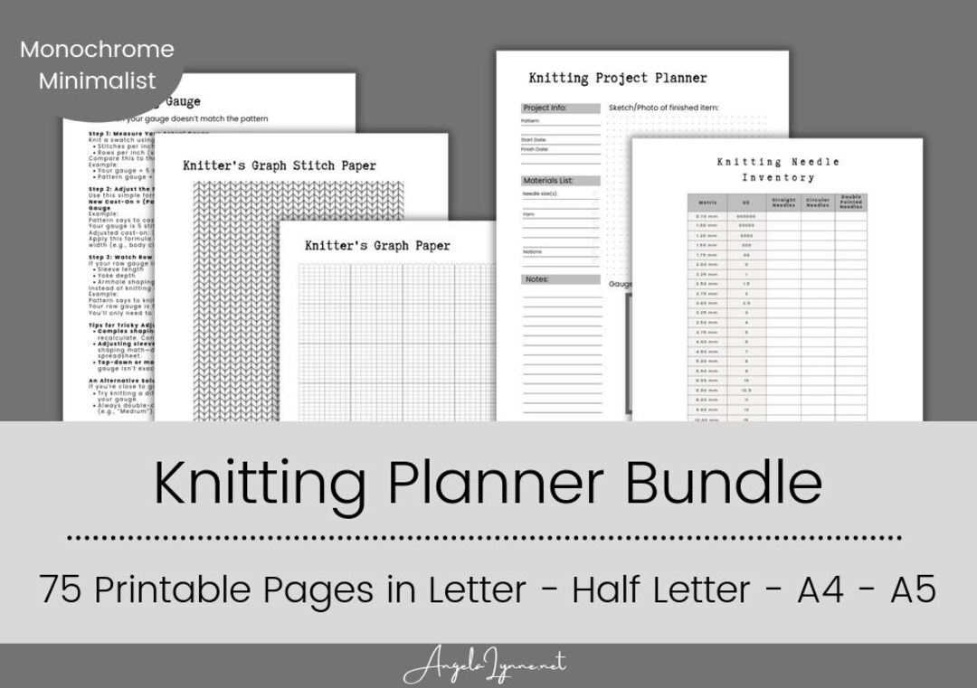 Knitting Planner Bundle | Printable PDF | Yarn & Project Tracker ...