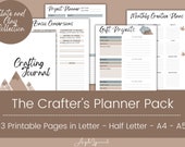 The Crafter's Planner - 13 Printable Pages/Planner Inserts - Instant Download PDF - 4 sizes - Letter, Half Letter, A4, A5 - Slate and Clay