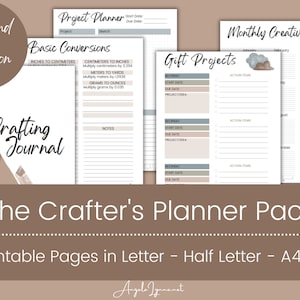 The Crafter's Planner - 13 páginas imprimibles/inserciones de planificador - Descarga instantánea de PDF - 4 tamaños - Carta, Media Carta, A4, A5 - Pizarra y Arcilla