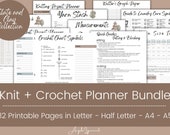 The Knit and Crochet Planner Bundle - 33 Printable Pages/Planner Inserts - Instant Download PDF- 4 sizes - Letter, Half Letter, A4, A5 Slate