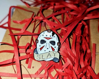 Horror Cult Classics | Jason Slay Mask | Custom Queer Enamel Pin Badge