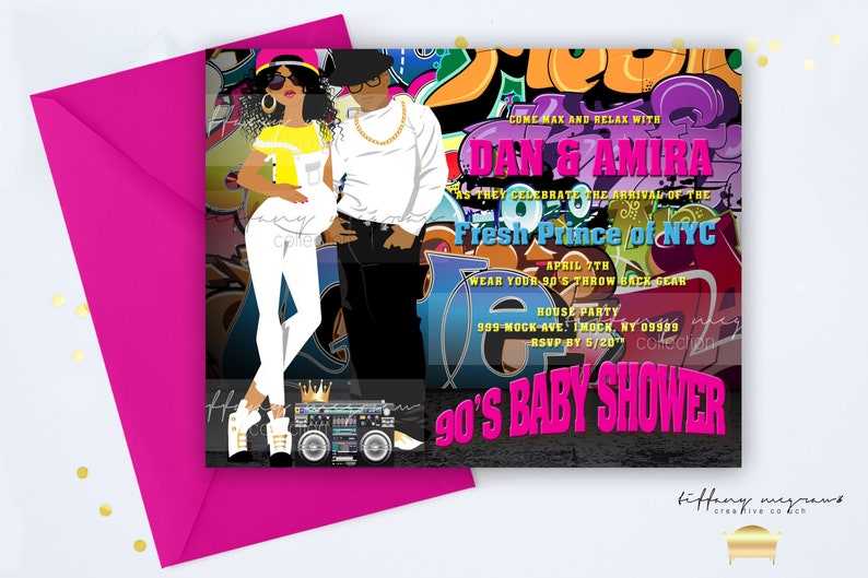 African American Baby Shower Invitations 90 S Inspired Hip