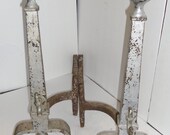 Vintage B H Andirons, Antique Andirons, Bradley and Hubbard Andirons Cast Iron Fireplace Grate Hand Made in the1800 39 s