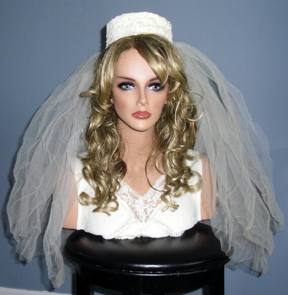 Vintage 1950's Headpiece and Veil, Vintage Tiered