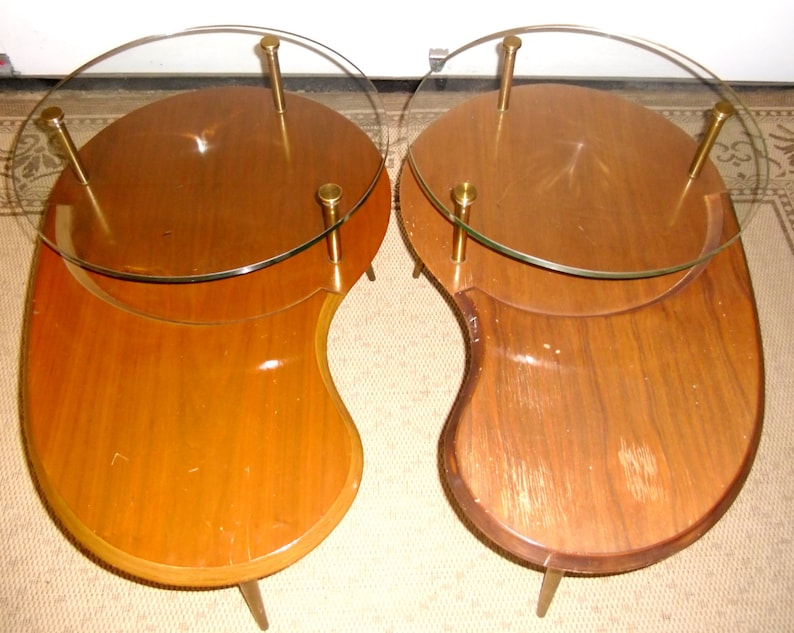 Mid Century Kidney Tables Mid Century Table Danish End Etsy