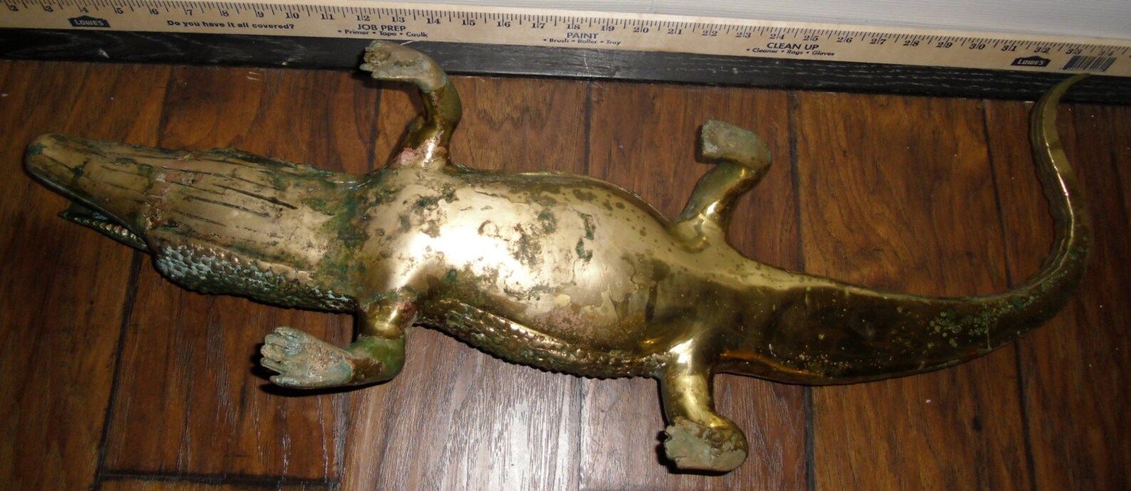 Large Brass Animal Sculpture Mid Century Brass Alligator Etsy