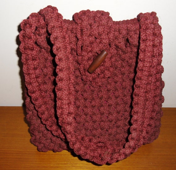 Vintage Handmade Crochet Bag, Crochet Purse, Handm
