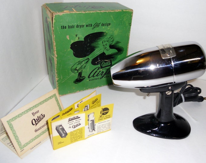 Vintage Oster Airjet Electric Hair Dryer Model 202 1950's, Vintage Hair