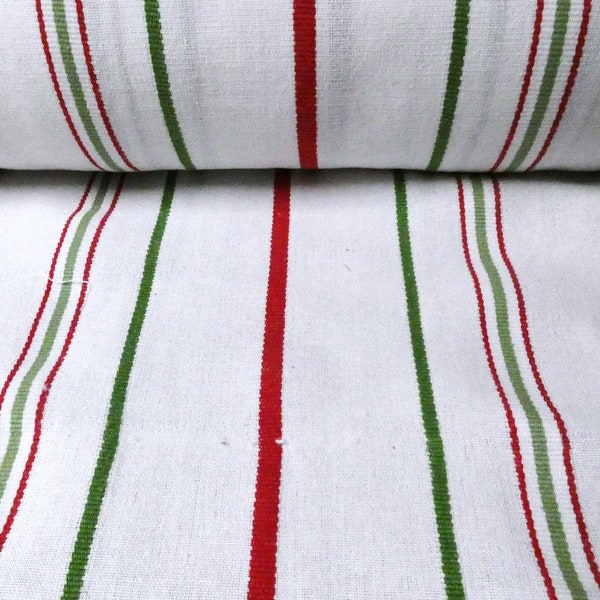 Red/Green Stripe Cotton Toweling by Moda, 16" x 36" by the yard