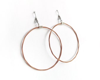 Guitar String Hoop Earrings | Large Copper