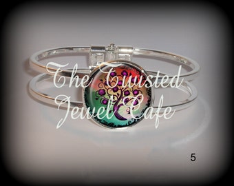 Tree of Life, Whimsical Tree Hinged Cuff Bracelet - Silver, Antique Brass or Gunmetal, Choice of 2 Designs