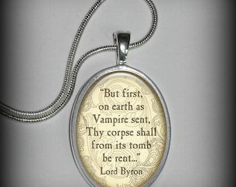 Lord Byron Pendant- Vampire Pendant, Literary Pendant, Necklace Pendant (p135)