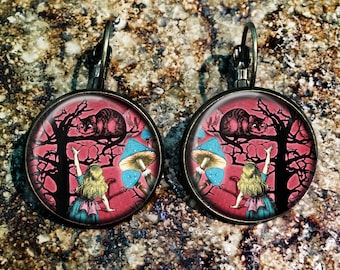 Alice in Wonderland Earrings, White Rabbit Earrings, Mad Hatter Earrings, Cheshire Cat Earrings, Queen of Hearts Earrings P132