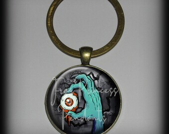 Zombies Ring - Zombie Key Ring - Walking Dead Key Ring - Monster Key Ring - Cemetery Key Ring - Choice of 10 Designs - 30mm Key Ring