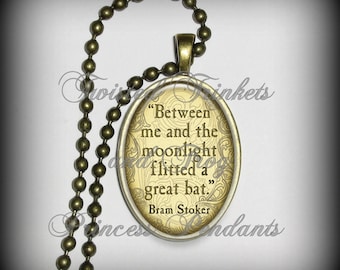 Bram Stoker - Bat Pendant Charm, Literary Pendant, Necklace Pendant (p151)