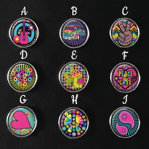 Hippie Snap Jewelry, Groovy Snap Jewelry, Peace Snap Jewelry, 70s Snap Jewelry, Snap Images, Snap Jewelry Charm, 18mm Snap Image, SI-122-A