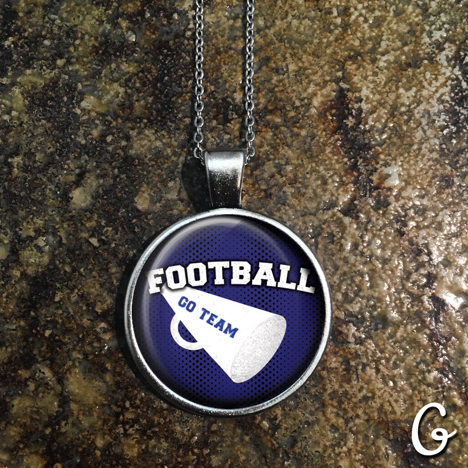 thumbnail image 2 of American Football Mom Necklace - Rhinestone Sports Pendant - Silver Plated - Women's Crystal Jewelry - Teamer 2 of 6