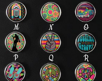 Hippie Snap Jewelry, Groovy Snap Jewelry, Peace Snap Jewelry, 70s Snap Jewelry, Snap Images, Snap Jewelry Charm, 18mm Snap Image, SI-122-B