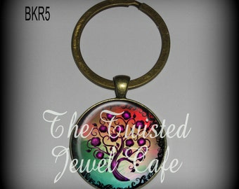 Tree of Life Key Ring, Whimsical Tree Key Ring 30mm - Silver or Antique Brass Choice of 2 Designs and 2 Finishes