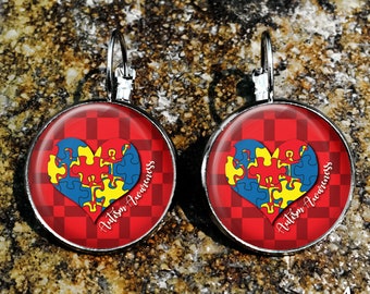 Autism Awareness Earrings, Autism Mom Earrings, Autism Pride Earrings, Not Less Just Different Earrings, Autism Ribbon Earrings P131