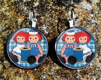 Raggedy Ann and Andy Earrings, Rag doll Earrings, Raggedy Ann Earrings, Raggedy Ann and Andy Gift, Raggedy Ann and Andy Jewelry P125