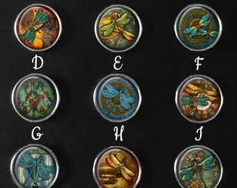 Steampunk Dragonfly Snap Jewelry, Dragonfly Jewelry, Dragonfly Images, Dragonfly Charms, Steampunk Snap, 18mm Snap Image, SI-099-A