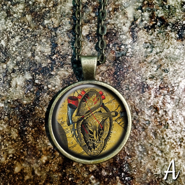 Anatomy Necklace, Heart Necklace, Lungs Necklace, Eye Necklace, Ribs Glass Pendant, Bones Glass Pendant, Anatomical Jewelry P139