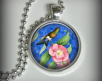 Hummingbird Pendant in Silver, Flower Pendant, Image Pendant (p120)