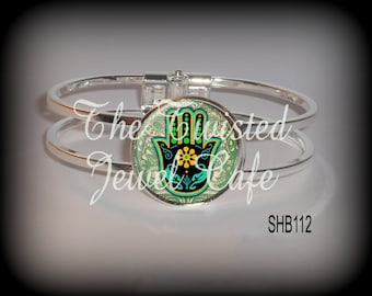 Hand of Fatima Cuff Bracelet - Hamsa Cuff Bracelet, Silver, Antique Brass or Gunmetal, Choice of 4 Images