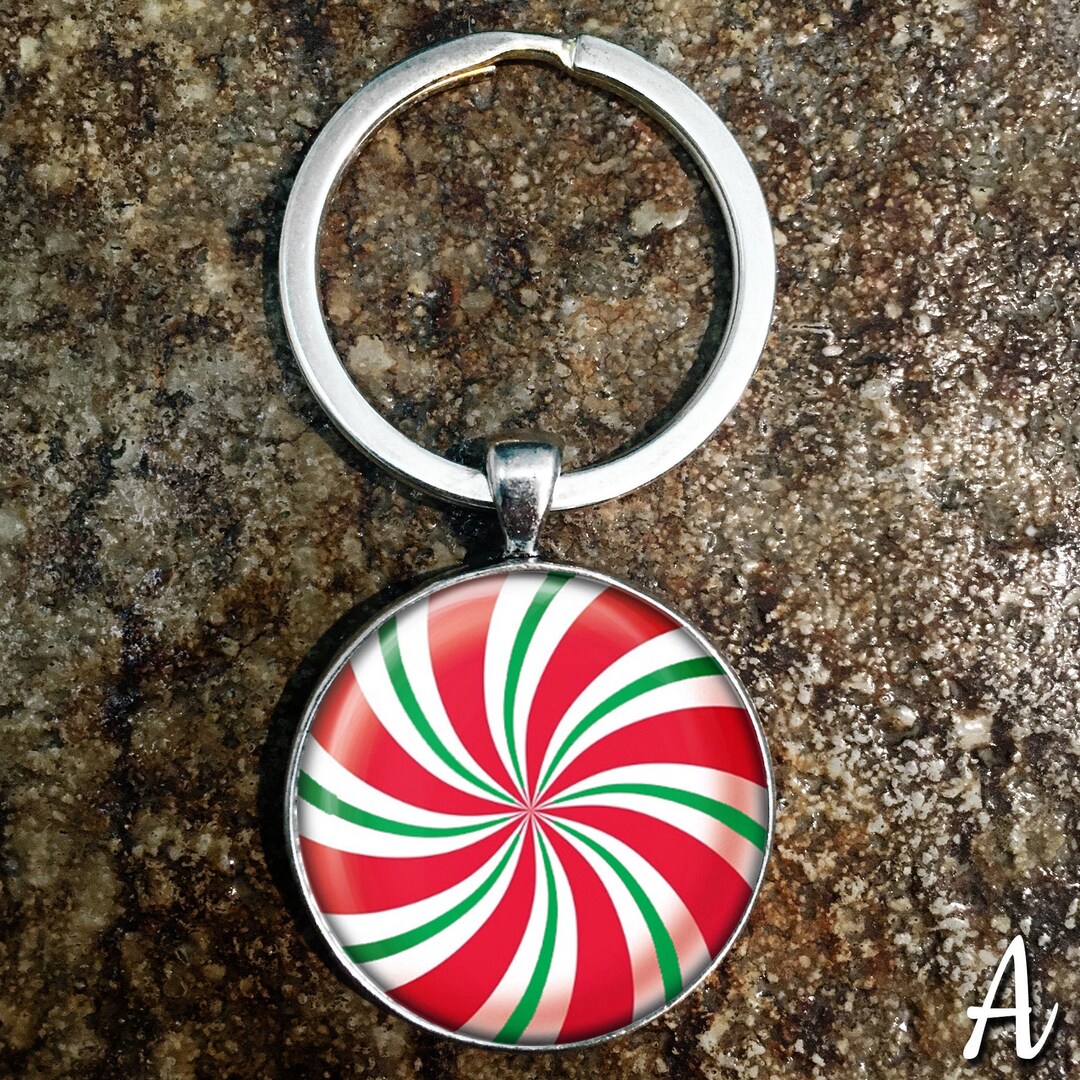 Peppermint Key Ring, Christmas Key Ring, Holiday Key Ring, Candy Key ...