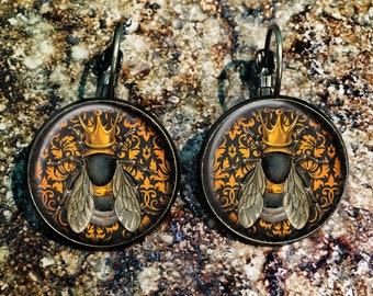 Bee Earrings, Bumble Bee Earrings, Honey Bee Earrings, Bee Keeper Earrings, Honey Earrings, Bee Jewelry P128