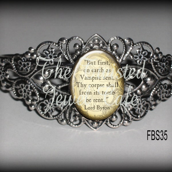 Lord Byron Quote Filigree Cuff Bracelet, Literary Cuff, Antique Brass Cuff Bracelet, Choice of 3 Designs and 2 Finishes, One Inch Cuff