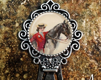 Horse Bookmark, Kentucky Derby Bookmark, Equestrian Bookmark, Horse Glass Bookmark, Equestrian Page Holder, Vintage Horse Bookmark - B86