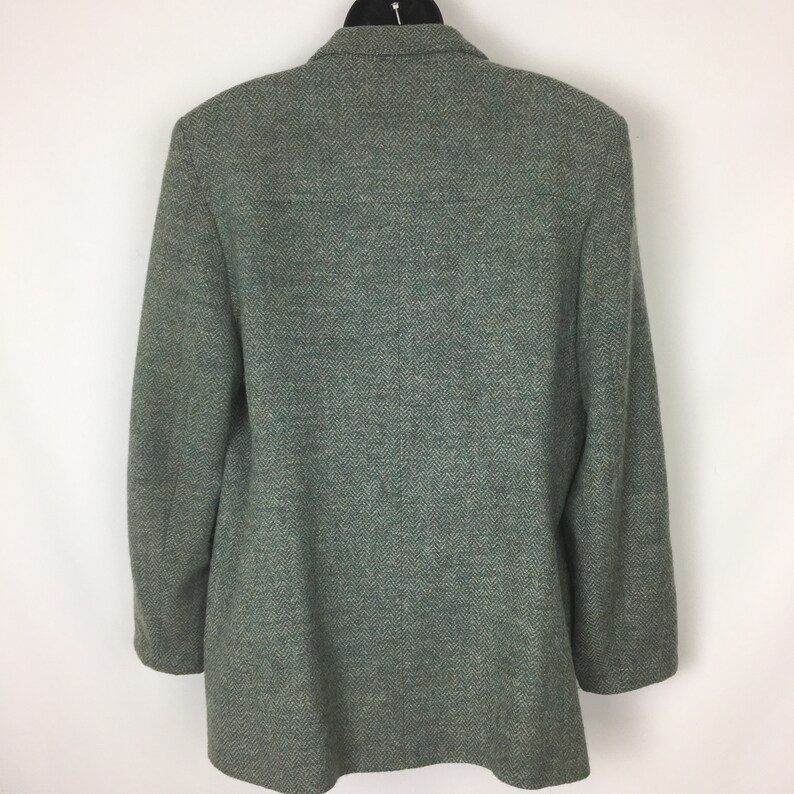 Sigrid Olsen Designer Pant Suit Womens Small Vintage 80s Wool Green Herringbone Lined