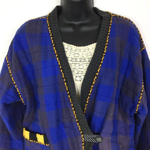 Vintage 80s Quilted Boho Boxy Jacket, Womens Canv