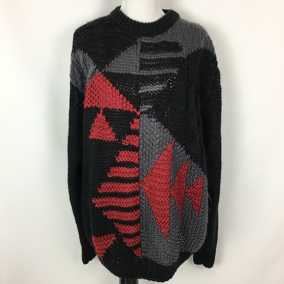 Vintage Womens Oversized Knit Sweater XL, 80s Boxy