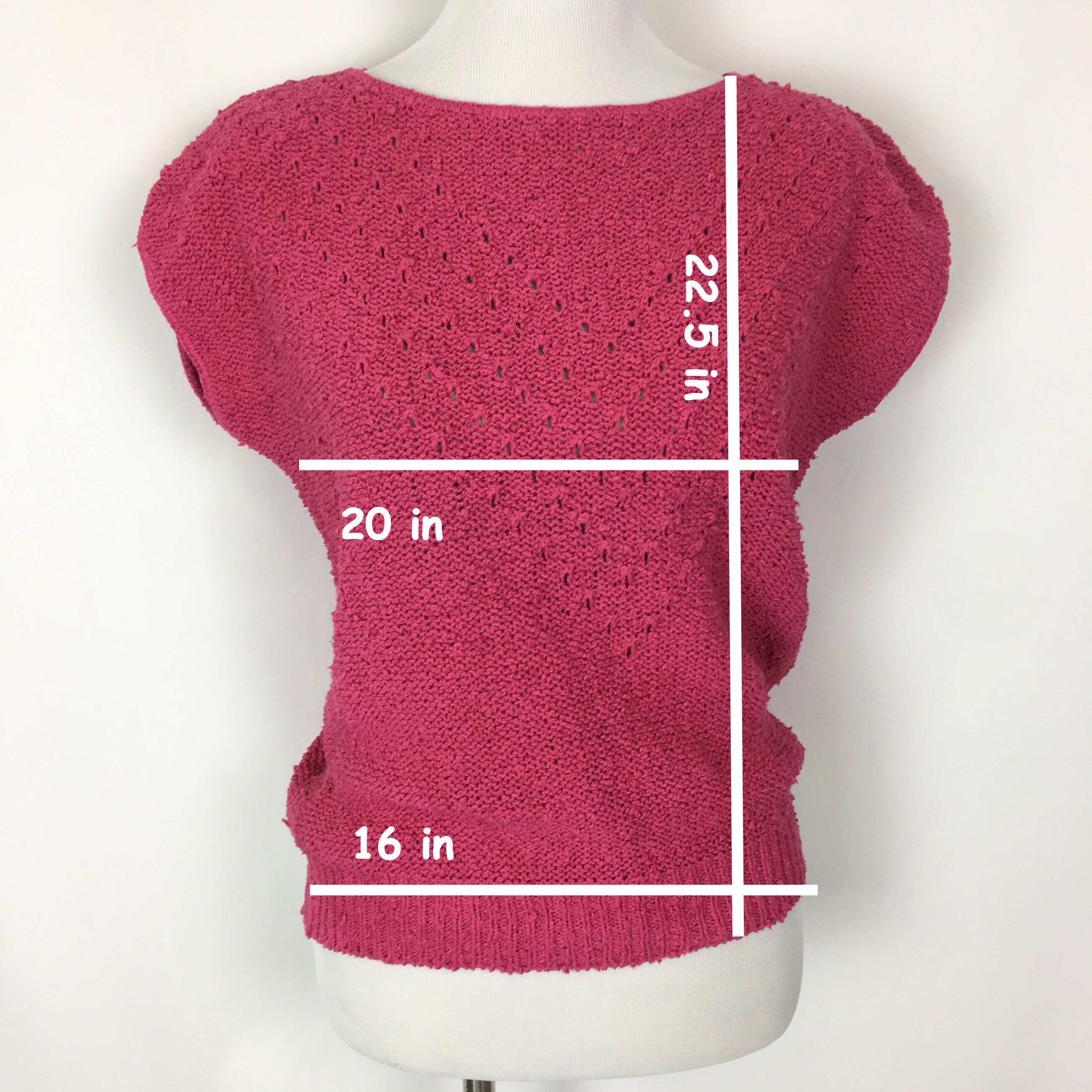 Vintage Womens Boxy Knit Sweater Vest Size Medium 80s Pink Etsy