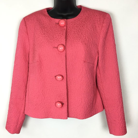 Vintage Womens Pink Crinkled Jacket Medium, 80s Bo