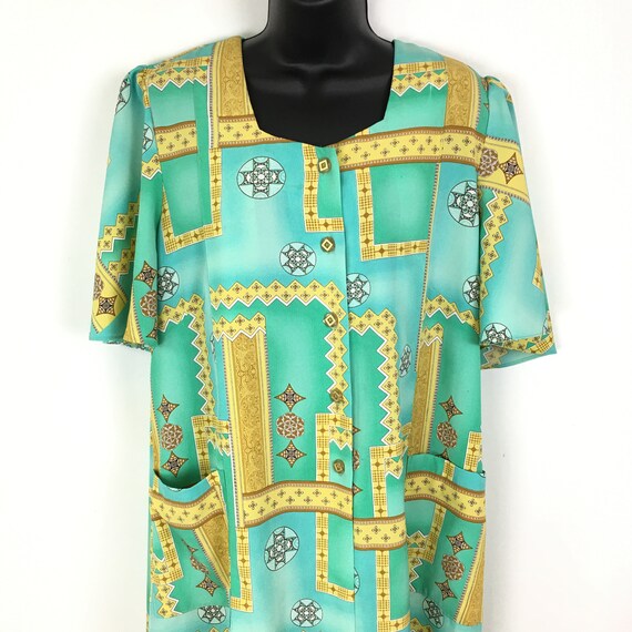 80s Vintage Housecoat Robe Womens Lounge Wear XL G