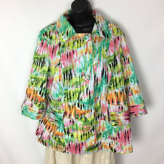Vintage Boxy Plus Size Blazer Jacket Womens 2X, 80