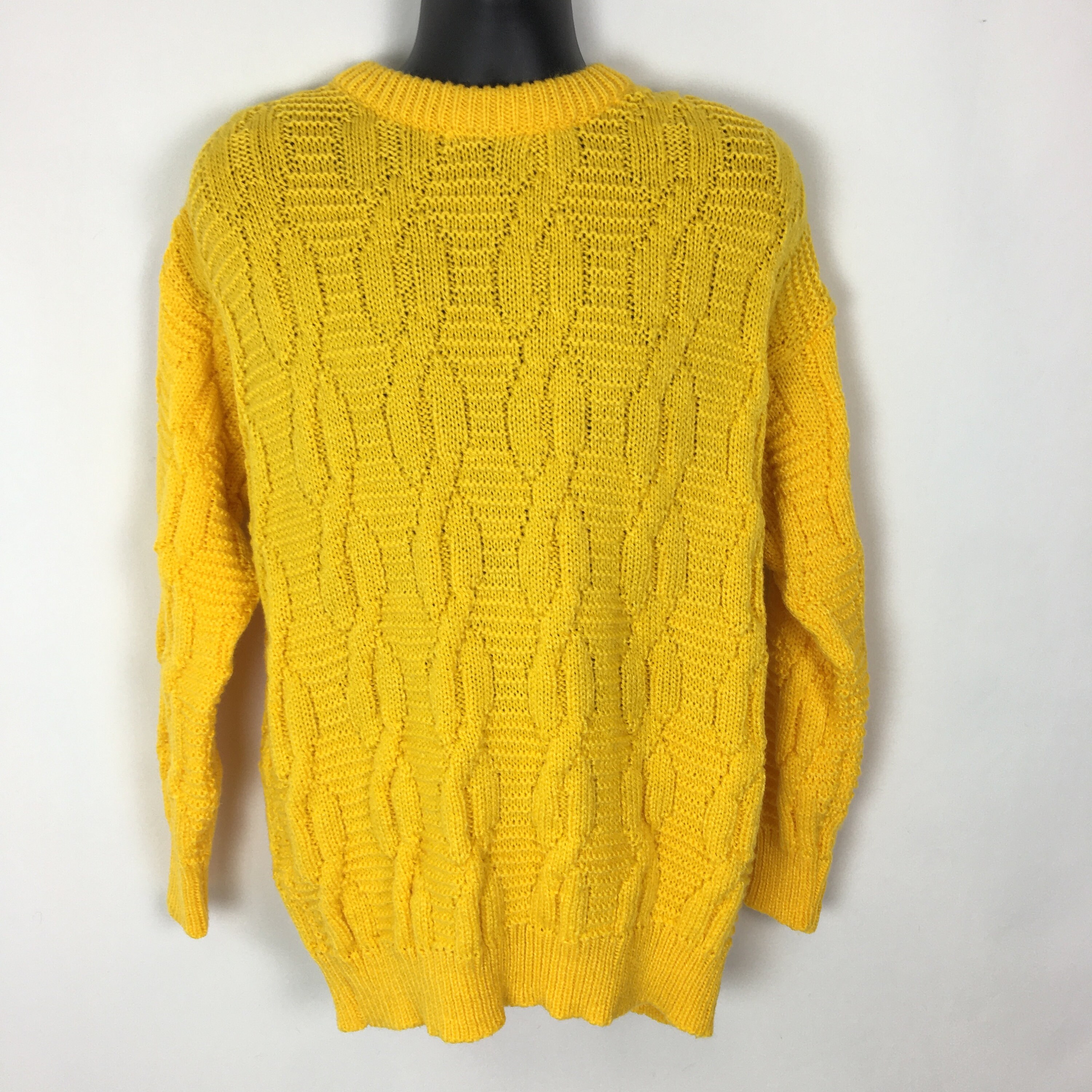 MagnanimousMemories Mens Knit Sweater XL, 80s Mens Sweater, Yellow Sweater Vintage, Ski Sweater Men