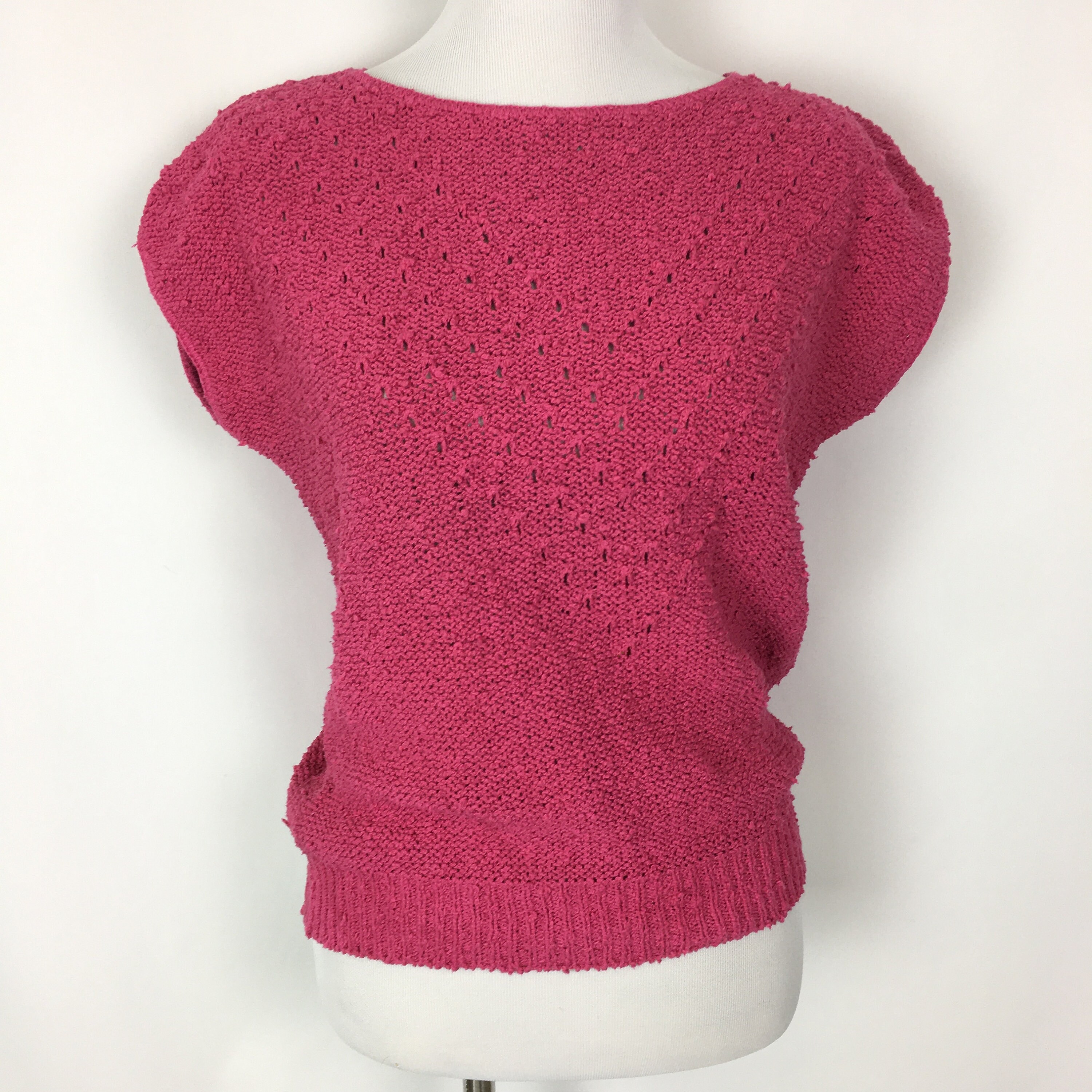 Vintage Womens Boxy Knit Sweater Vest Size Medium 80s Pink Etsy