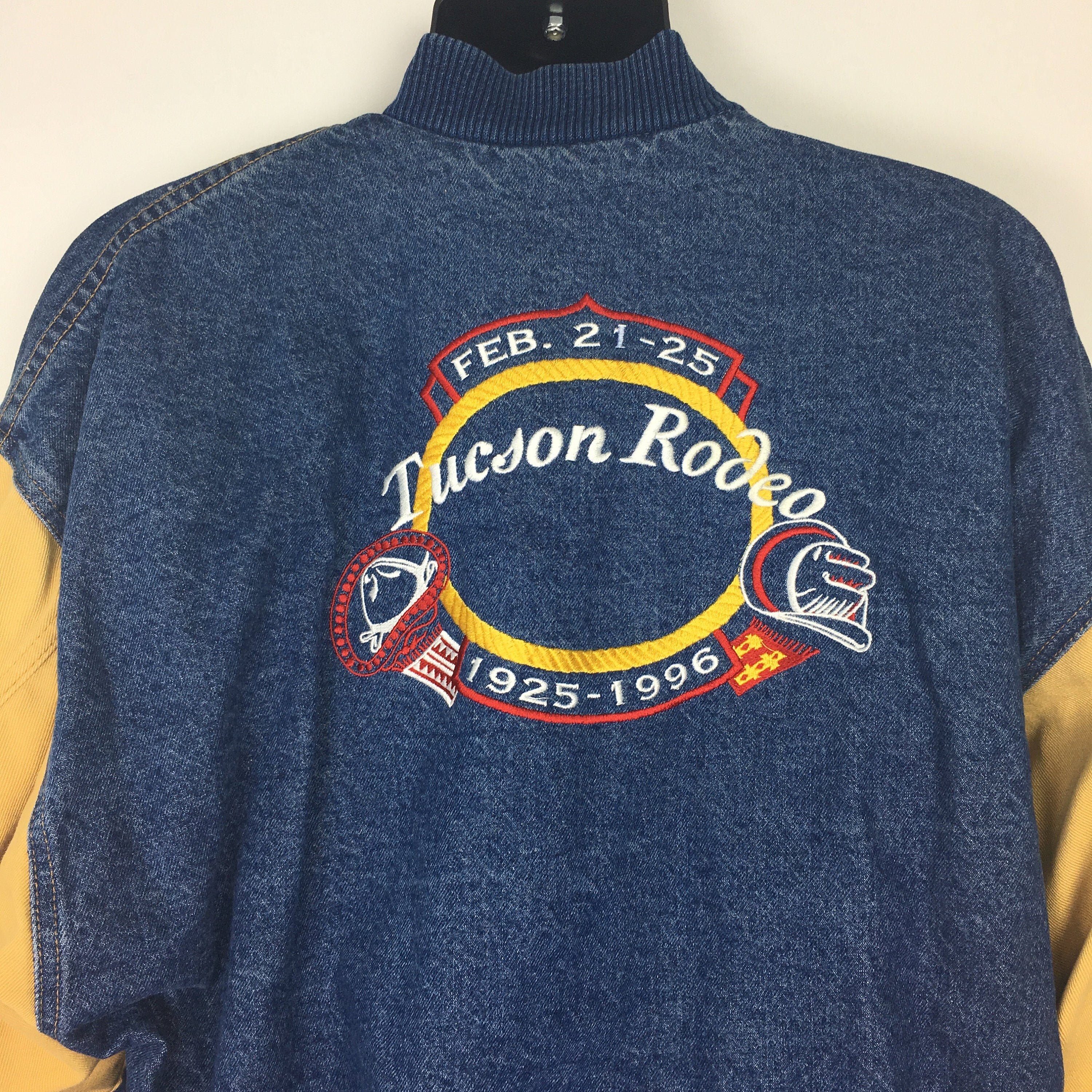 90s color block denim jacket