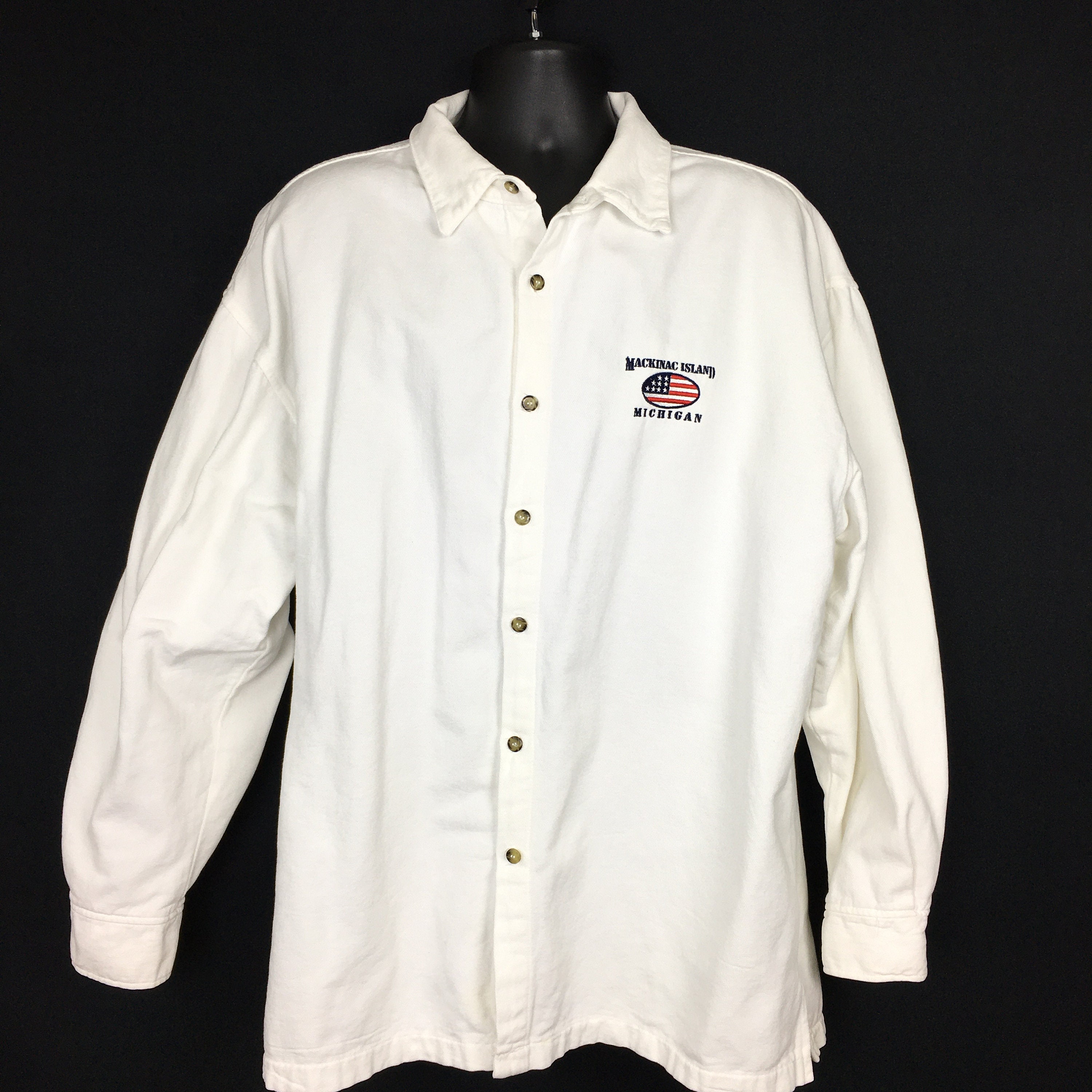 Vintage White Denim Shirt Mens Size 2XL Unisex Oversized Etsy