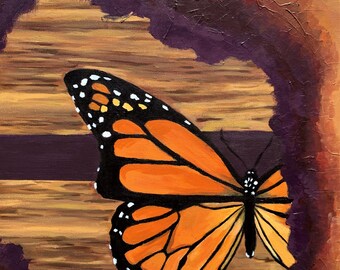Vibrant Monarch Butterfly on Wood 8" x 10" Giclée Photo Print