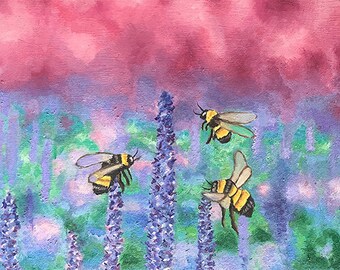 ラベンダープリントの蜂