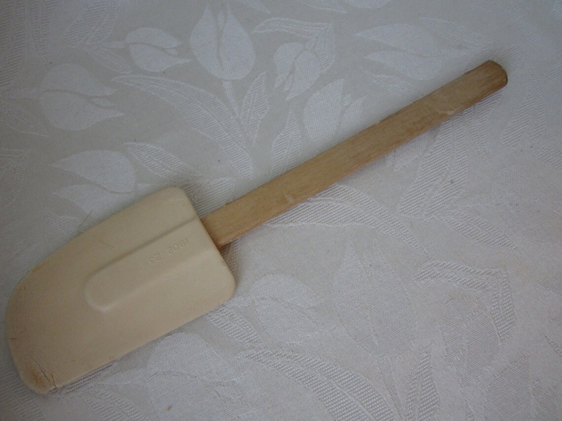 Extra Long Rubber Scraper Spatula with a Wooden Handle Mid Etsy
